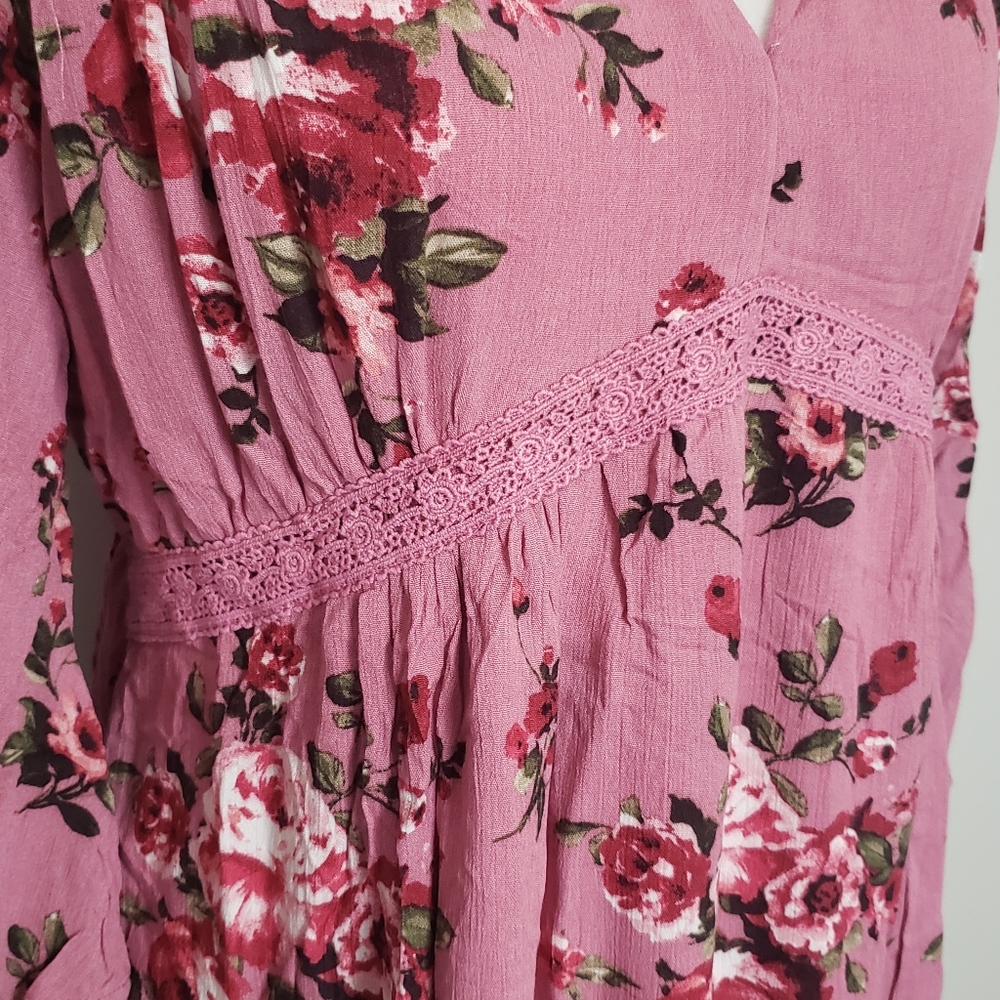 NWT Velzera Floral Mauve Midi Dress Large - Picture 2 of 8